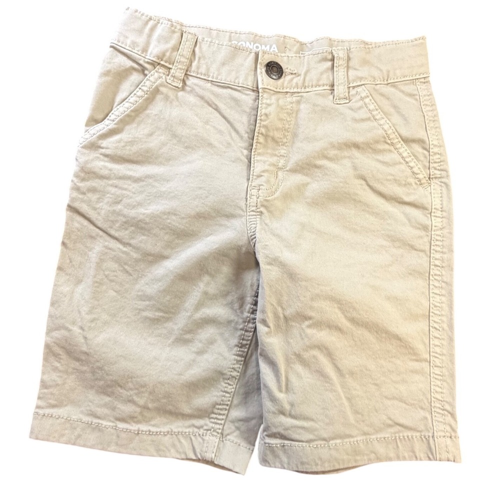 Sonoma Goods For Life Boys Khaki Flat Front Chino Shorts Tan Size 7 K3
